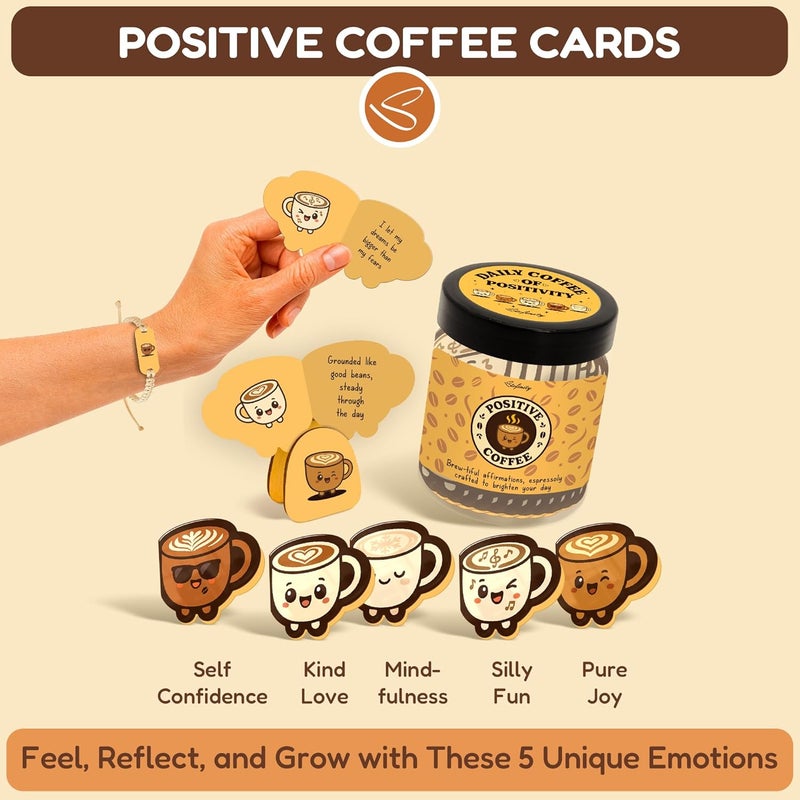 STOFINITY Emotional Support Coffee Jar With 60 Affirmation Cards, Cute Coffee Lover Gifts For Women And Men, Funny Birthday Gifts For Best Friend, Girlfriend, Coworkers - Image 3